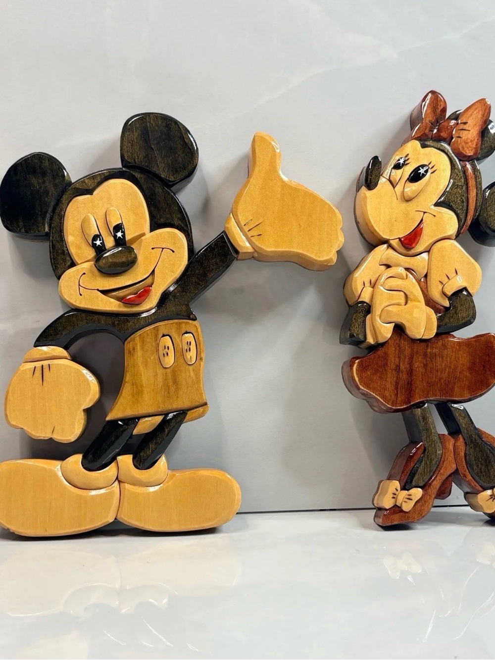 Vintage handcrafted 2003, Mickey and Minnie mouse signed artesian art